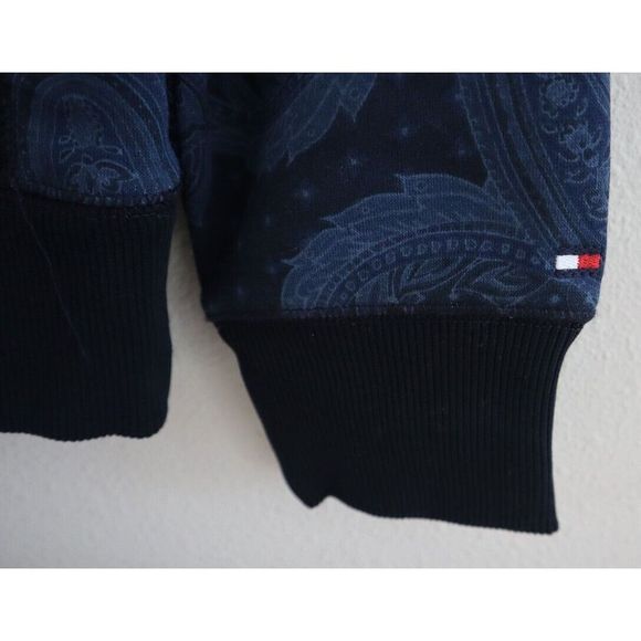 Tommy Hilfiger 78J6423 410 Men's Sz M Blue Paisley Logo Fall Basics Hoodie $129 - Picture 3 of 7